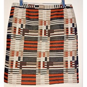 Hugo Boss Pencil Skirt Size 8 Stretch Wool Geometric Black Red NWT